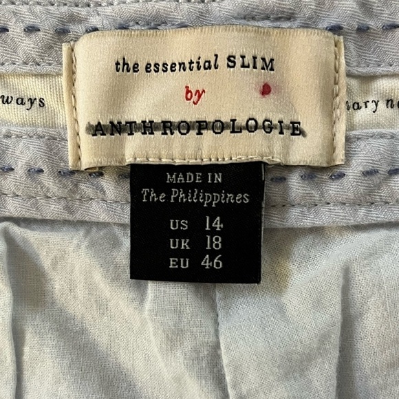 Anthropologie the essential Slim Trousers Slacks Pants Pale Blue Size 14 - Picture 6 of 12